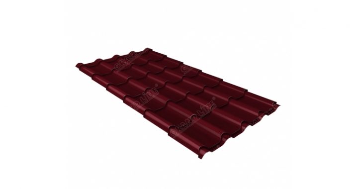 Металлочерепица камея GL 0,5 Velur20 RAL 3005 красное вино