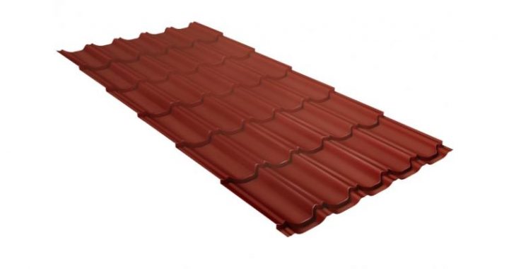 Металлочерепица квинта плюс 0,5 GreenCoat Pural RR 750 кирпично-красный (RAL 8004 терракота)